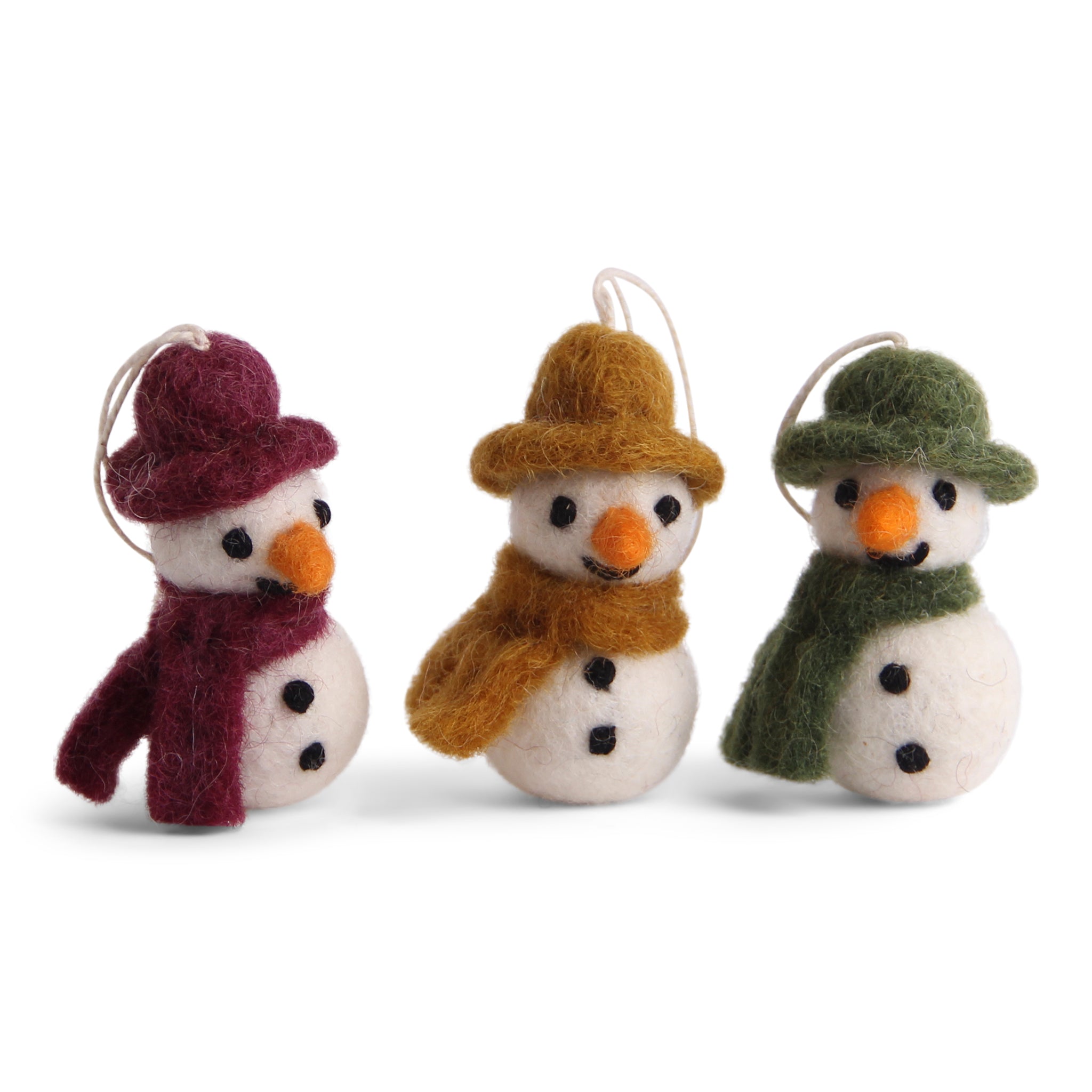Felt Christmas Tree Decoration - Snowman Miniatures (Set of 3)